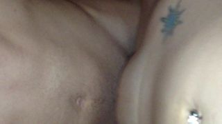 Petite teen with tramp stamp rides my dick and rubs pussy