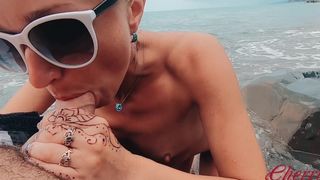 Blonde with a cool ass gets fucked on the beach / CherryAleksa