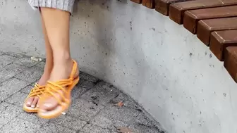 Gf perfect feets dangling teasing attractive long feets toes