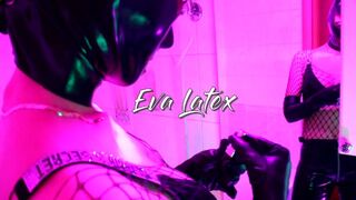 Eva Play with Enormous Schlong in Bathroom Latex Mask Pvc Leggins Bizarre MILF Old Kink German Bj Cute
