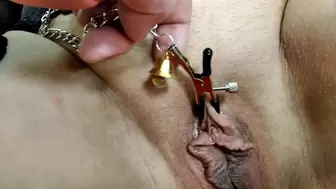 Clit and Nipple Clamps Testing, Close-up GILF Cream-Pie .!. Giant Meat in Wet Cougar Cunt!