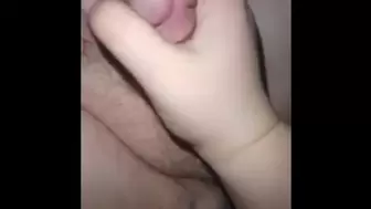 Chubby sissy gets vibrating anal beads shoved in tight bum while ex-wife jerks him off