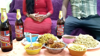 the mistress made special food for her man at home in fucking