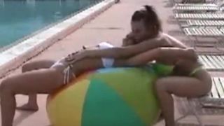 Lesbian Beach Ball Play