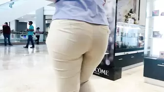 Mature Booty Walking . Coffee Pants VPL