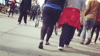 Mature PAWG on a walk! Thick thighs, cheeks, VPL