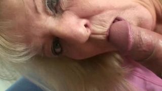 Old bag in white lingeie rides her son-in-law cock