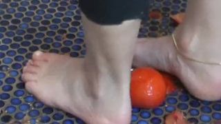 Lady Dancing Barefoot on Tomatoes