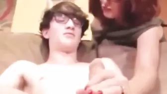 Taboo! Stepmom Jerking off her Stepson's very Big Dick