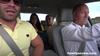 Vacation Drive with Grandpa and Dad to Fuck Women