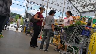 Candid Thick Gilf in the garden center