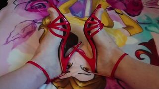 Sexy red sandals heels