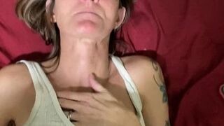 Skinny granny with shaved pussy creampie quickie before bed