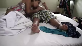 Sri Lankan Lovers Fuck on the Bed before go to Work at the Morning